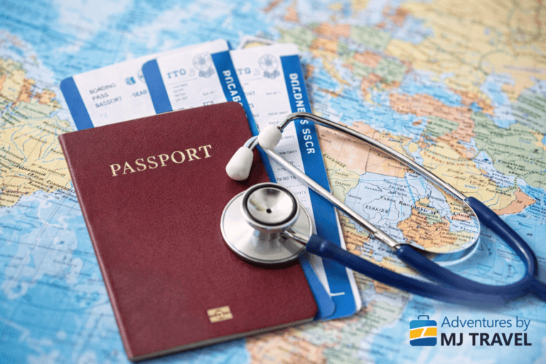 image of passport and airline tickets on top of map for post on travel insurance mistakes