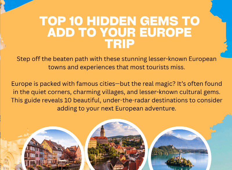 cover of top 10 hidden gems to add to your Europe trip