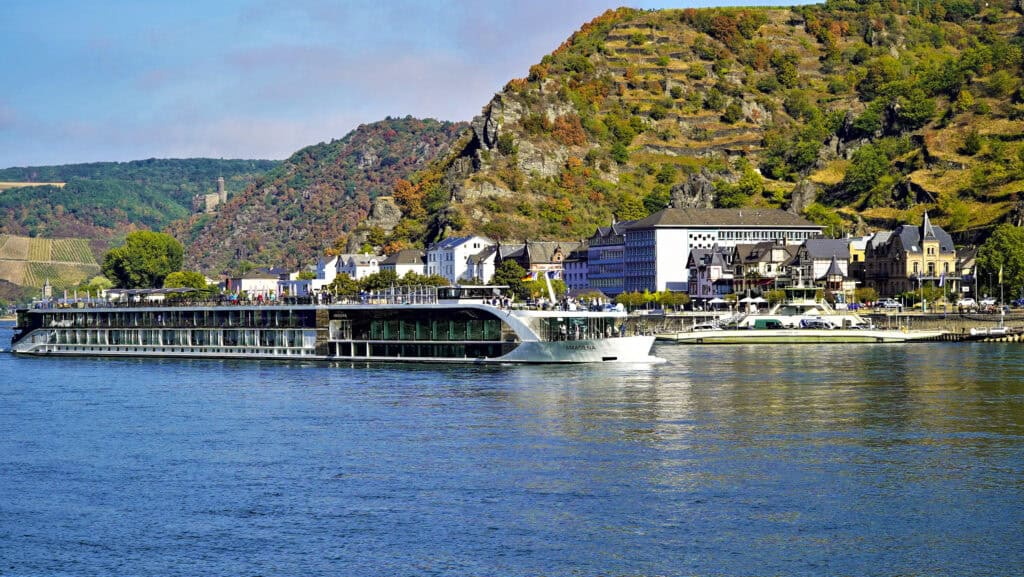 AmaSiena cruising in fall on an AmaWaterways river cruise