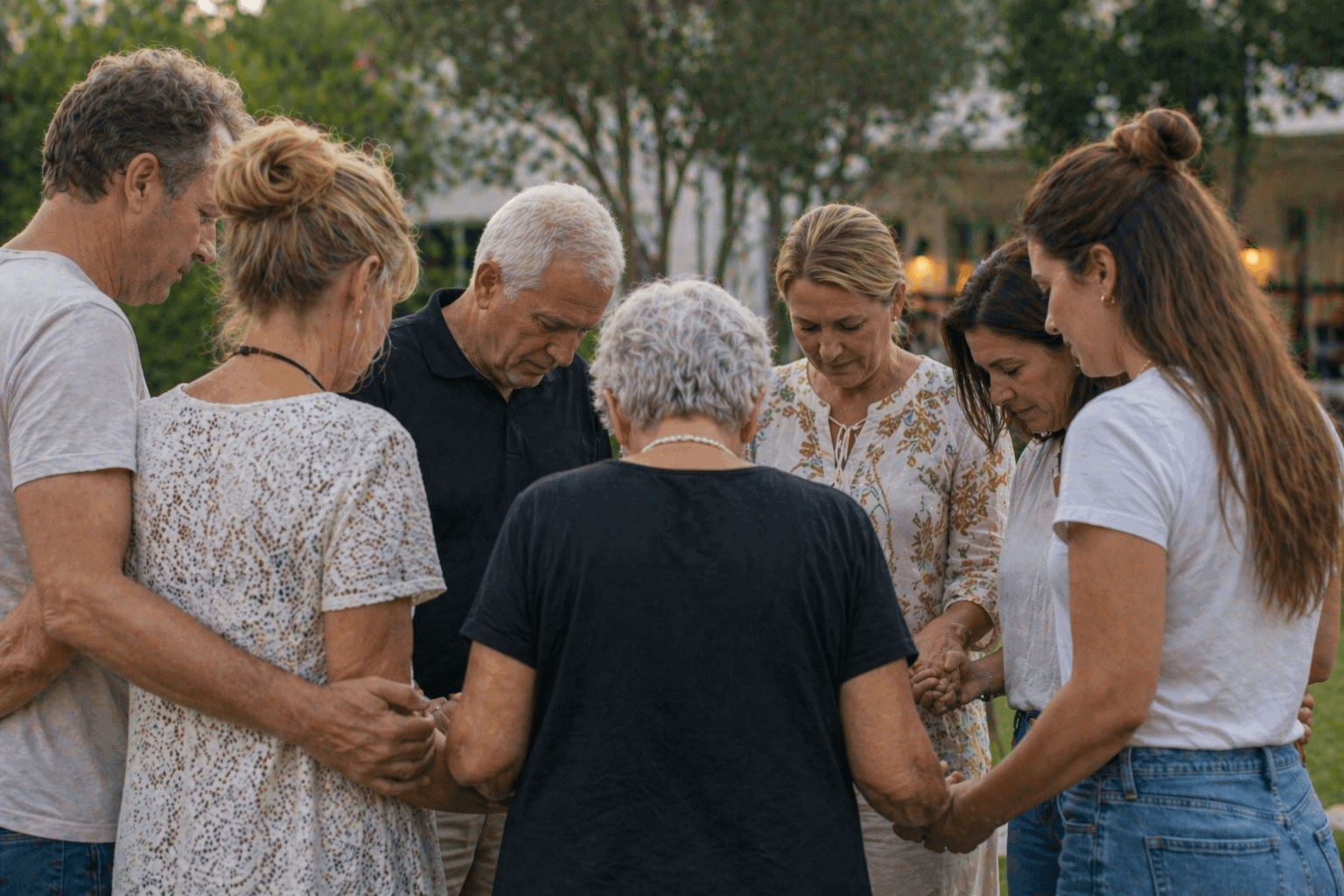 How to Plan a Church Group Trip: Retreats, Pilgrimages & Mission Travel Made Easy Church group standing in a circle praying together before a group trip