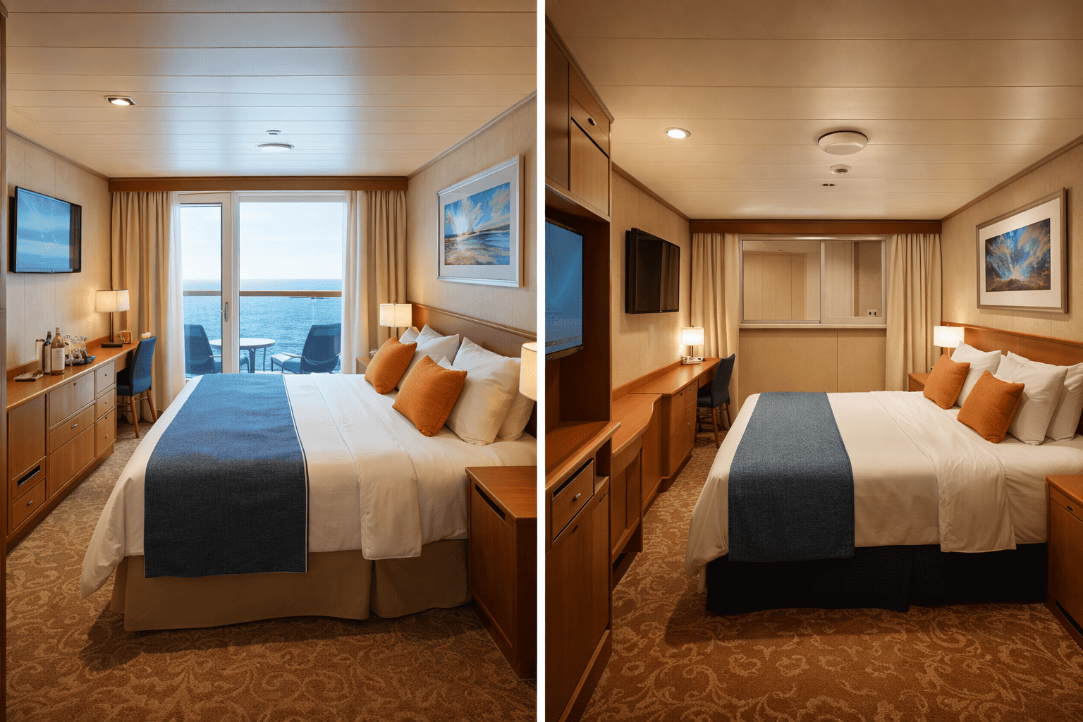cruise cabin balcony vs interior difference availability pricing