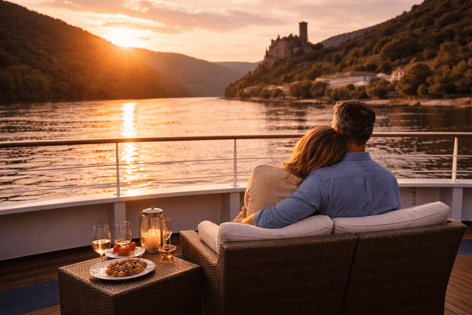 European river cruise sunset scenic peaceful travel moment