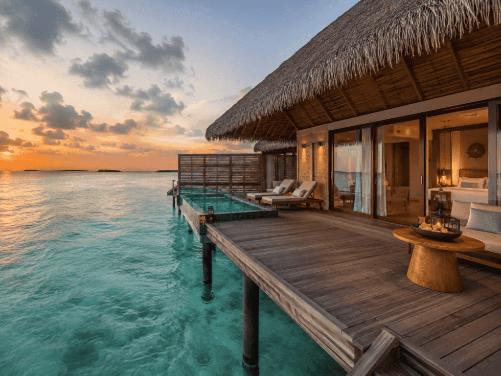 Overwater villa with private plunge pool at a Maldives resort booked through a travel advisor