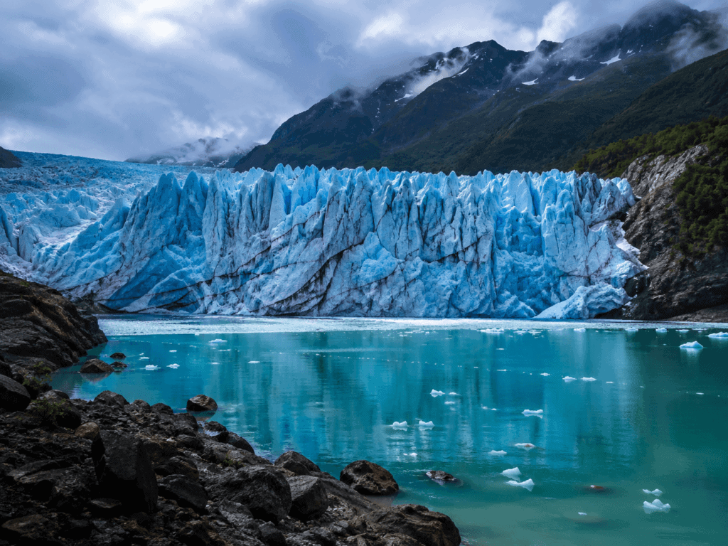 Mendenhall Glacier and lake in Juneau Alaska accessible by city bus from downtown