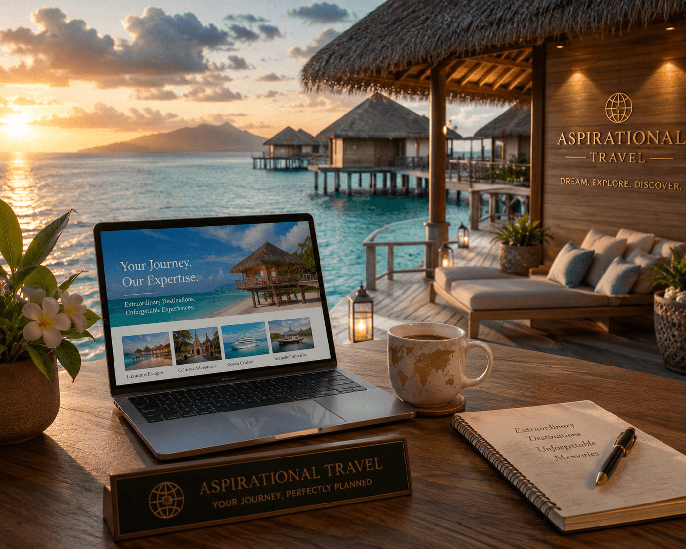 Travel advisor reviewing trip options for clients at a laptop
