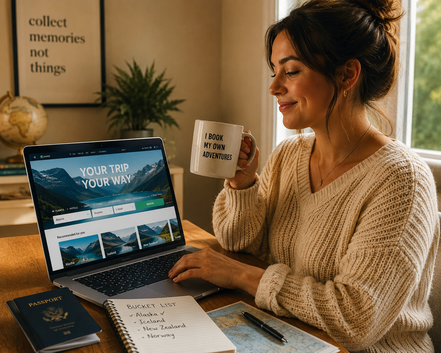 Person booking travel online on a laptop — when you don't need a travel agent