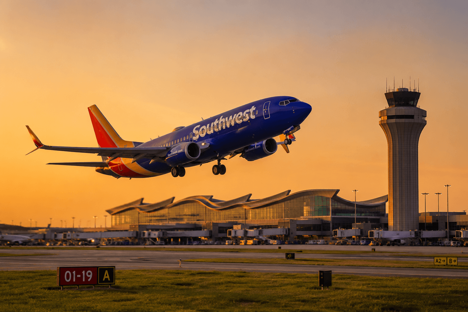 Flight departing Kansas City International Airport MCI headed to a Caribbean cruise port