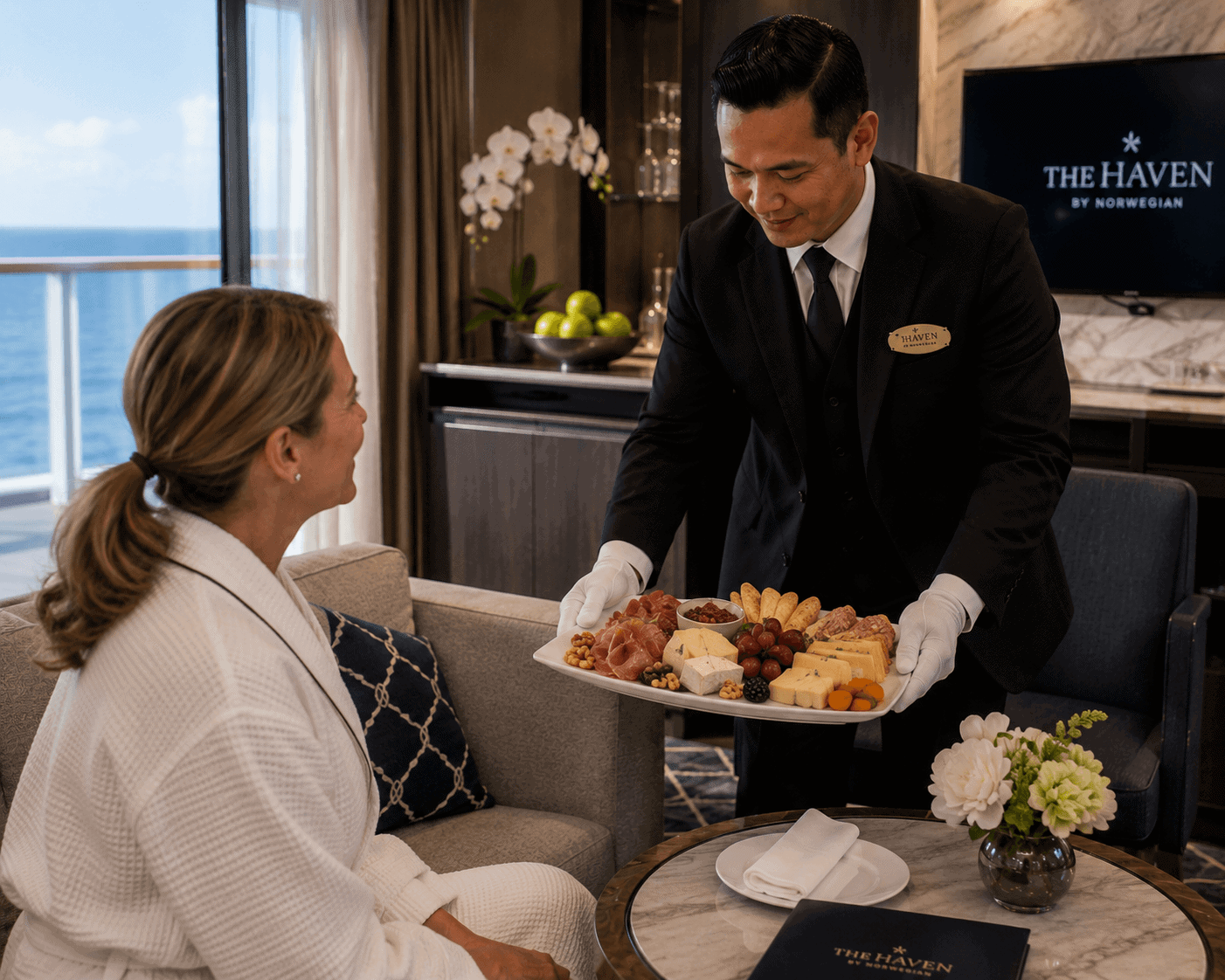 Cheese and charcuterie plate delivered to a Haven suite as an afternoon snack