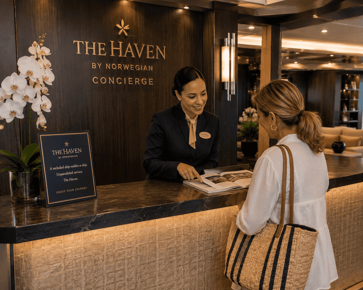 The Haven concierge desk on a Norwegian Cruise Line ship
